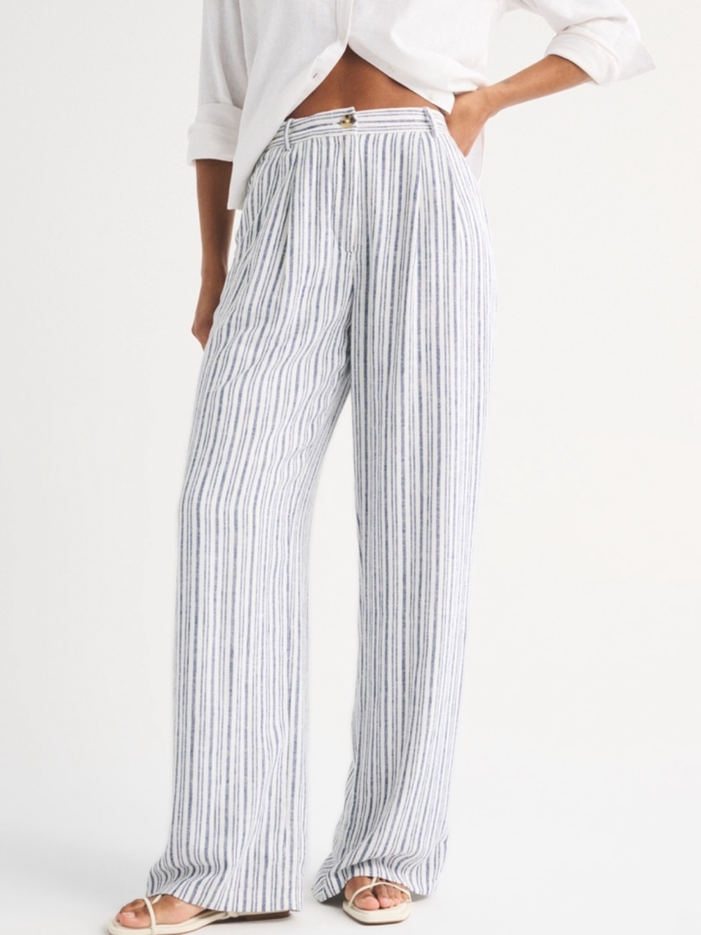 NWOT Abercrombie & Fitch Sloan Wide Leg Linen Pants - Picture 2 of 9